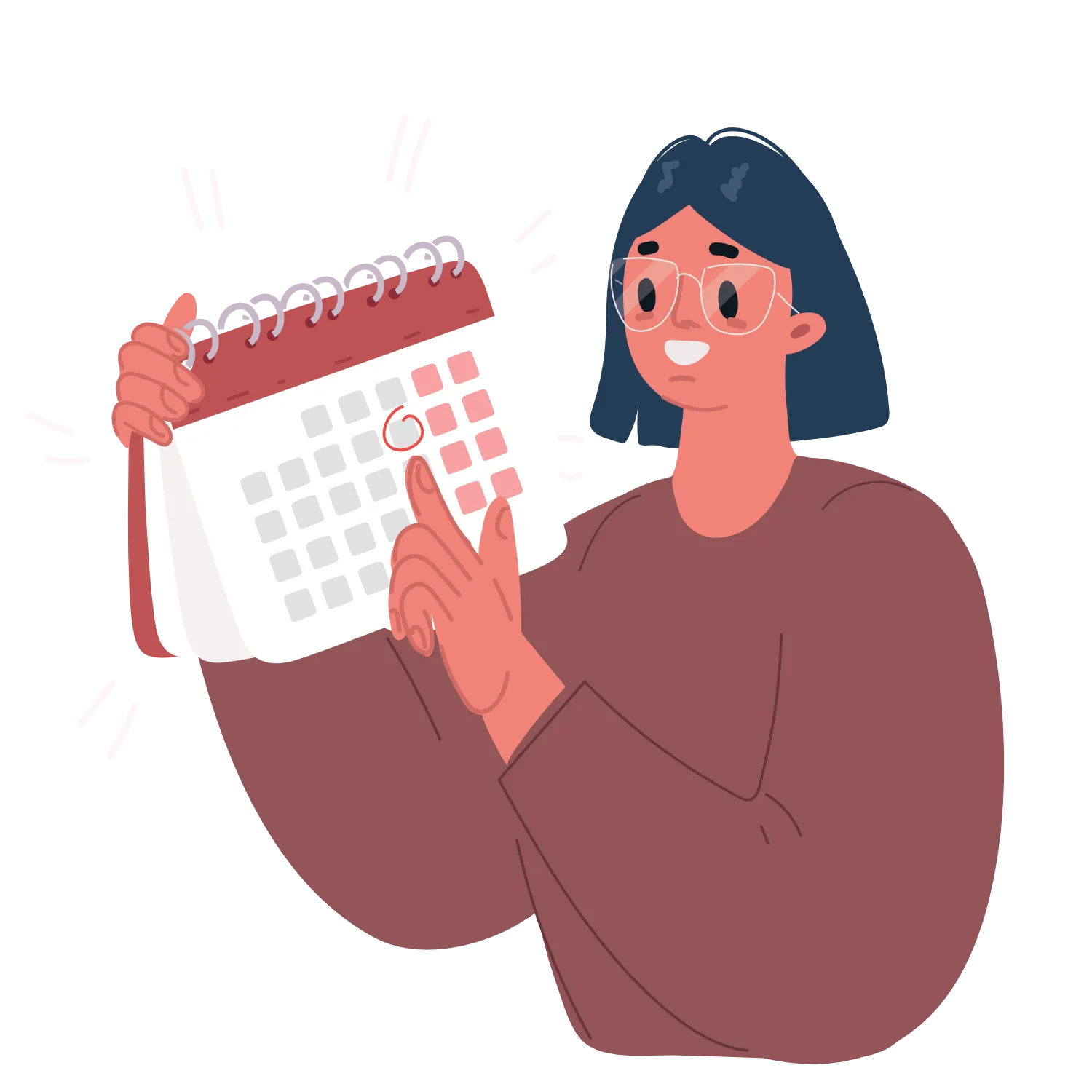 Una vista calendario ordinata e serena con un singolo slot orario evidenziato — che trasmette semplicità e scelta senza sovraccarico